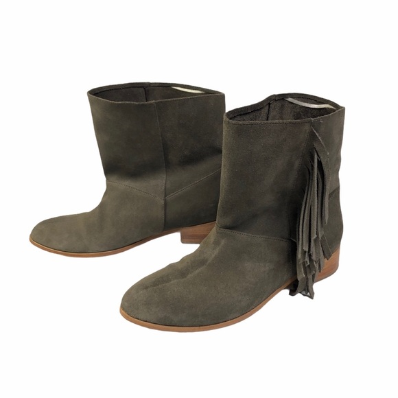 Anthropologie Plomo Gray Fringe Suede Western Cowgirl Booties 39 - Picture 2 of 5